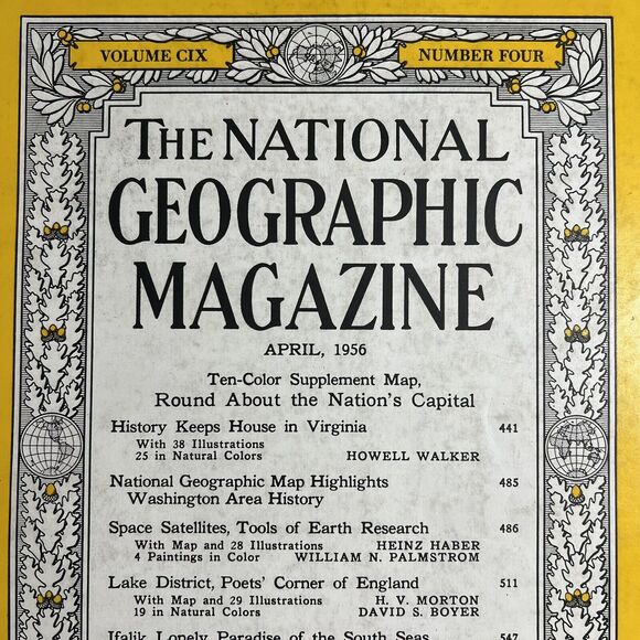 Vintage National Geographic April 56 Space Satellites India Lake District Ifalik - Picture 2 of 8